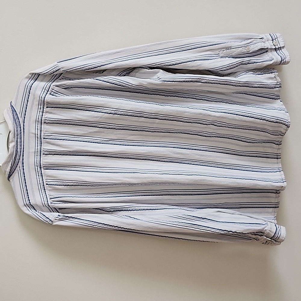 Eddie Bauer Blue White Striped Cotton Long Sleeve Button Up Shirt XXL Midweight - Picture 8 of 8